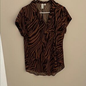 Joie Zebra Patterned Top in Black and Brown